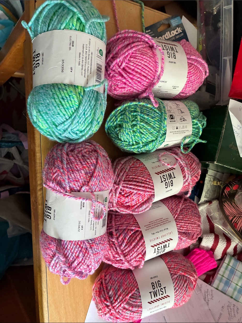 Big Twist Lollipop Twist Yarn - Pink & Green Assortment